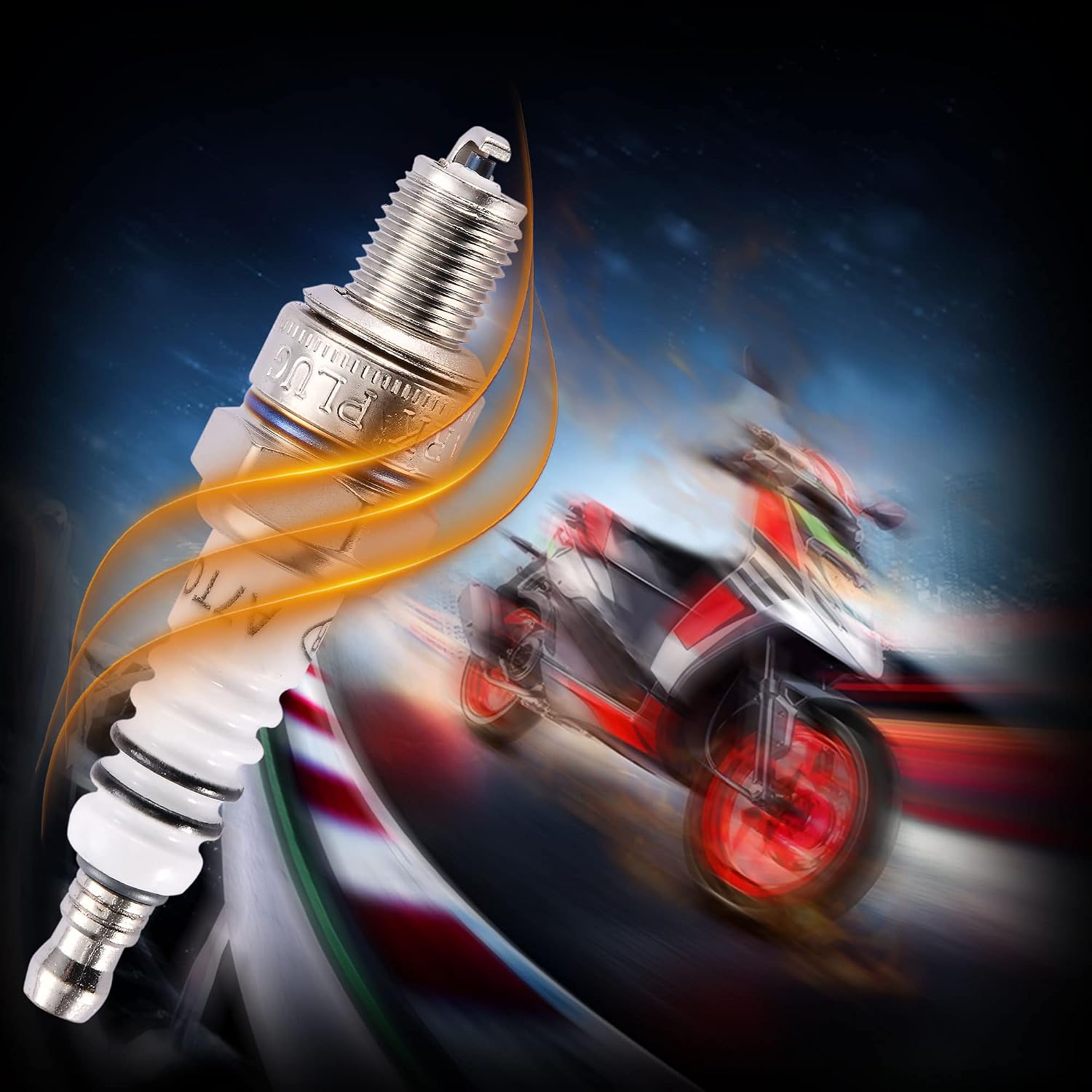 GOOFIT A7TC Spark Plug for GY6 49cc-50cc ATVs Scooter Pit Dirt Pocket Racing Bike Moped Go Kart Quad 4 Wheeler Buggy Pit Bike SSR Pack of 4