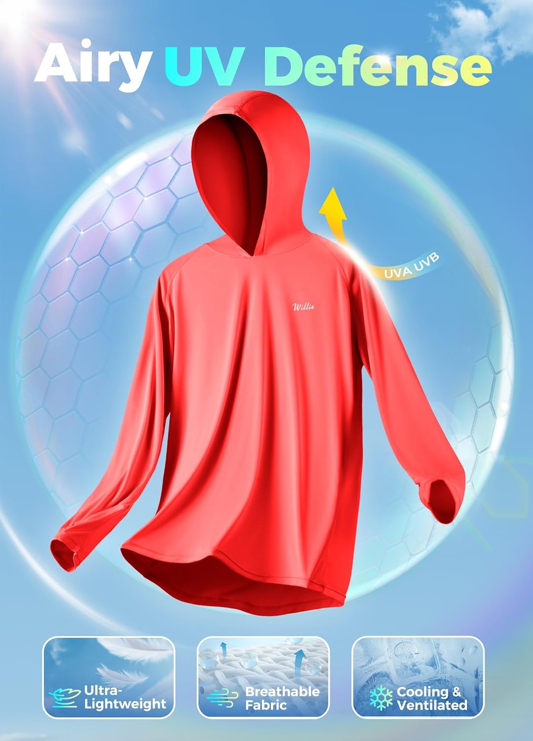 Willit Women's UPF 50+ Sun Protection Hoodie SPF Shirt Long Sleeve Hiking Fishing Outdoor Shirt Lightweight Hoodie - Image 5