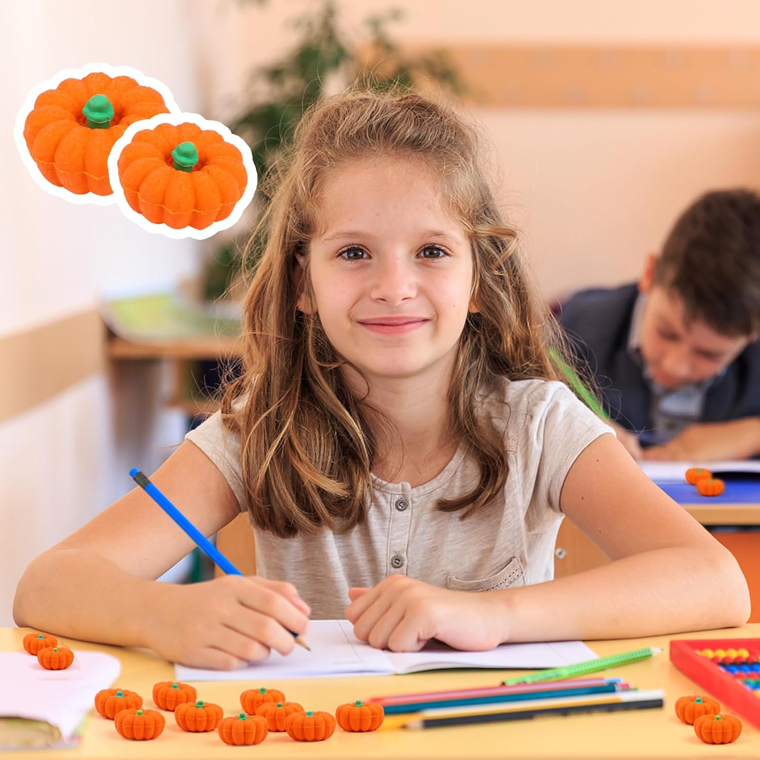 FOIMAS 70pcs 3D Pumpkin Erasers,Mini Pmupkin Rubber Eraser Stationery for Kids Students Halloween Thankgiving Fall Party Favor Teacher Rewards Classroom image 5