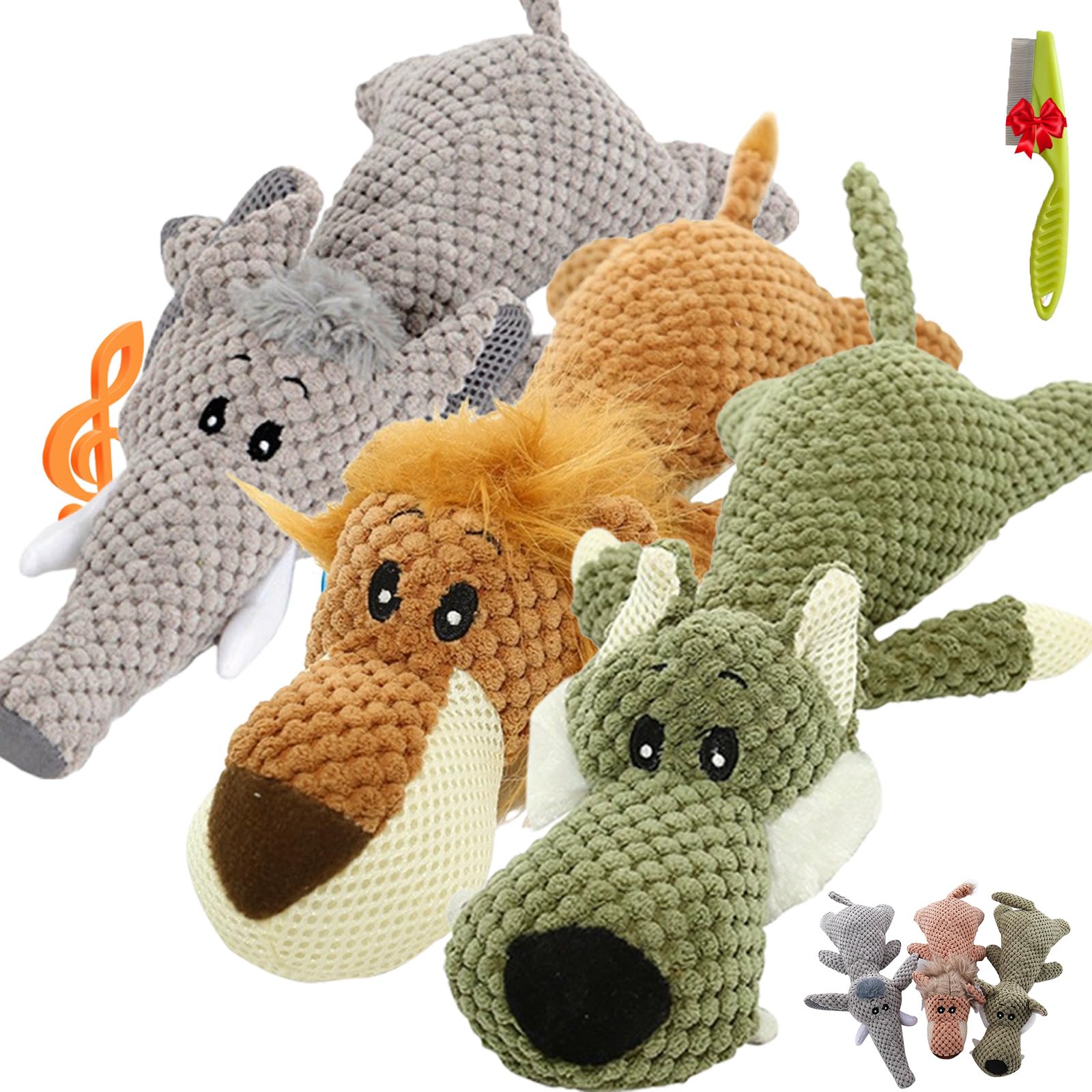 Powerkauer-Jouet indestructible pour chien, qualité indestructible, indestructible, jouet pour chien, crocodile, sans grincement (Mix B x 3)