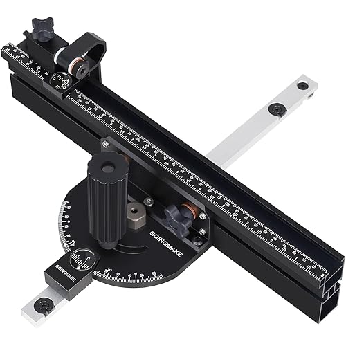 Compact Table Saw Miter Gauge with 360mm Fence and Multifunction Flip Stop and Positive Angle Stops, Miter Gauge for Table Saw Accessories, for Woodworking Cuts, Fits 3/4"x3/8" Slot
