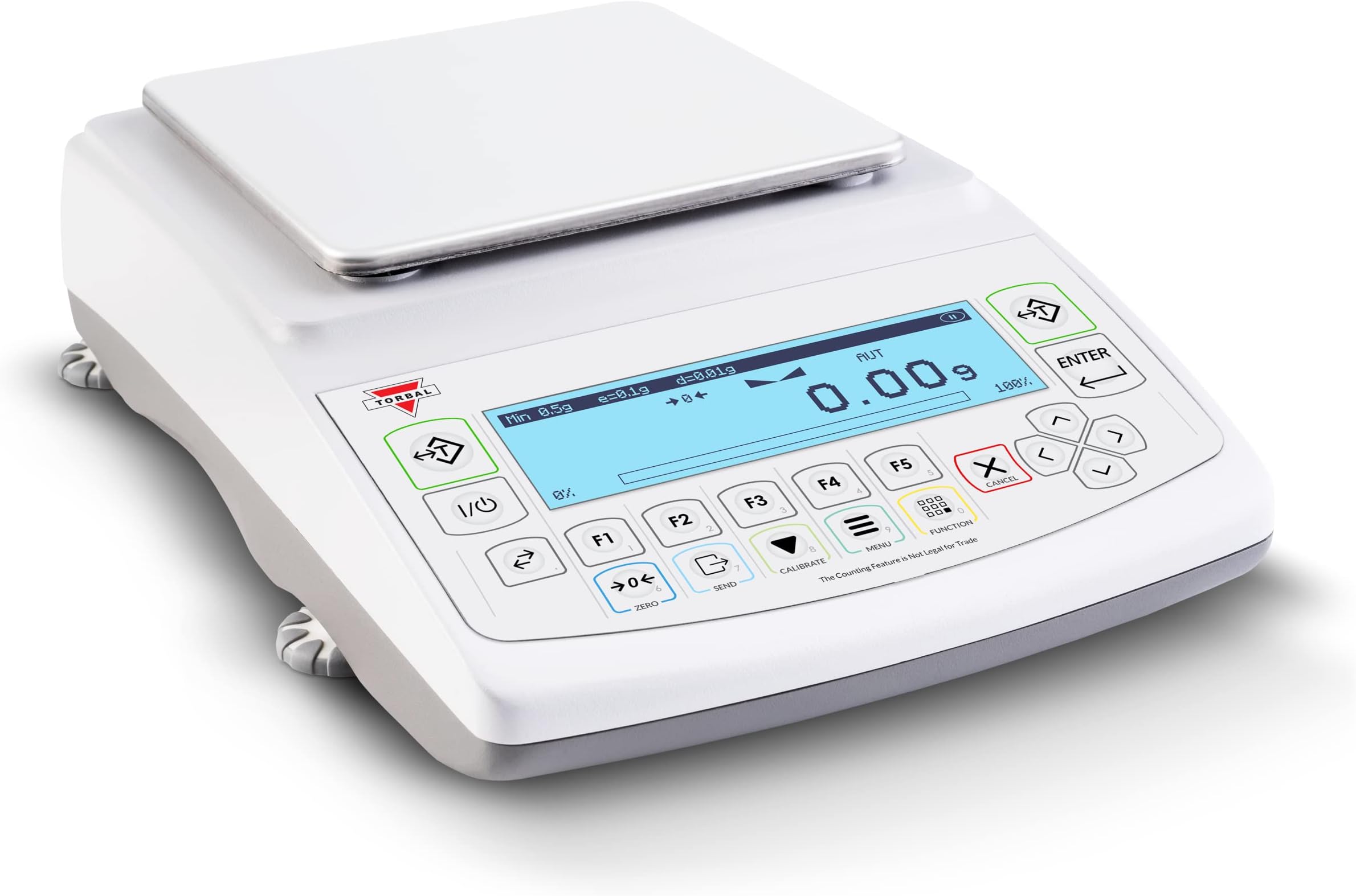 Torbal AG2000 Laboratory Scale, 2000g x 0.01g (10mg Readability), Auto-Internal Calibration, USB, Large Graphical LCD Display, 12 Weighing Modes