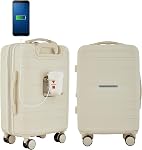 French Connection Unisex St. Martin Carry-on Luggage with Cup Holder/USB Ports Luggage- Carry-On Luggage