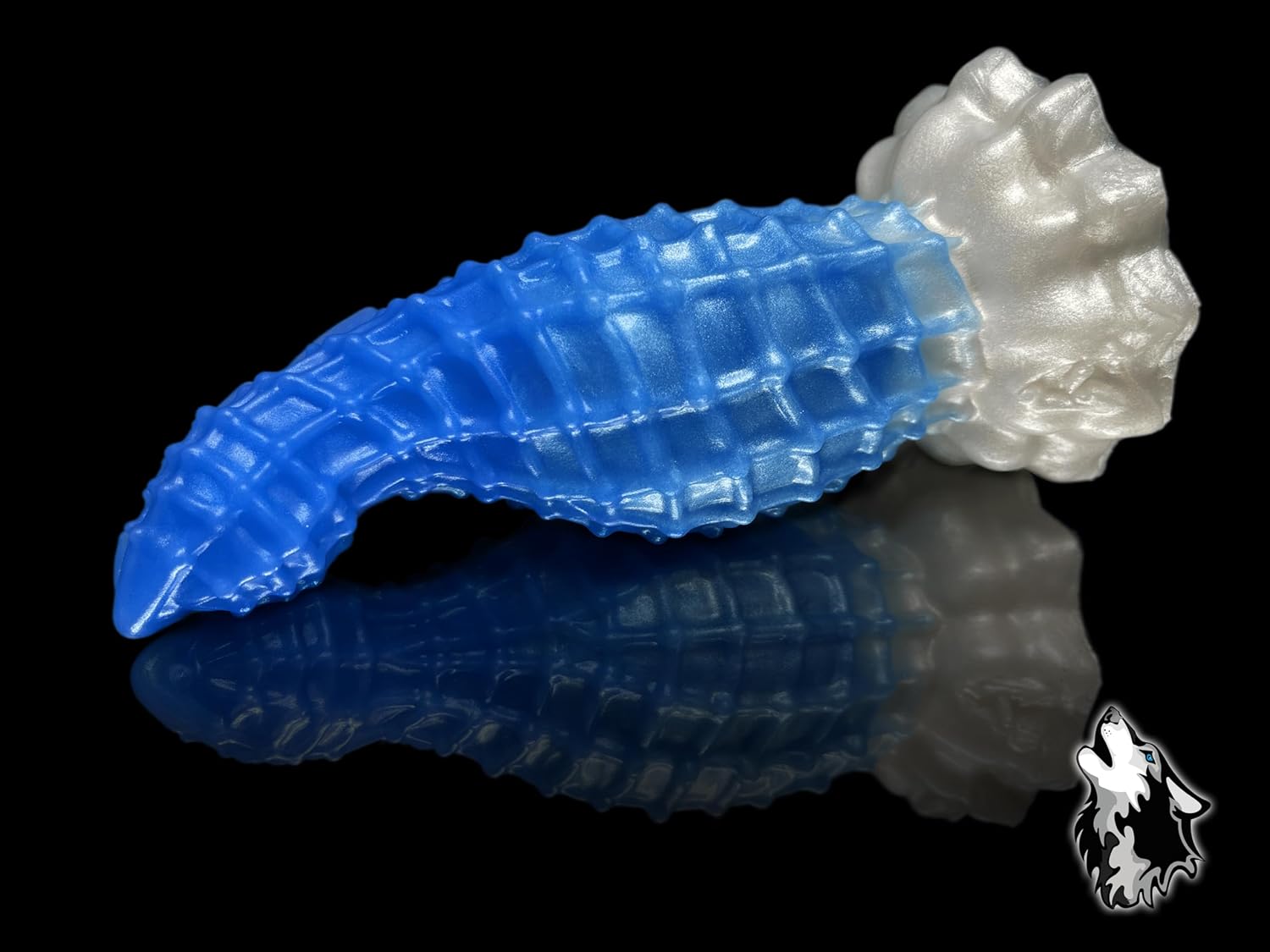 FlirtyDawg Fantasy Dildo Lake Monster Croagon 7 inch Color Blue & White Platinum Silicone Monster Alien Adult Anal Sex Toys- Handmade USA
