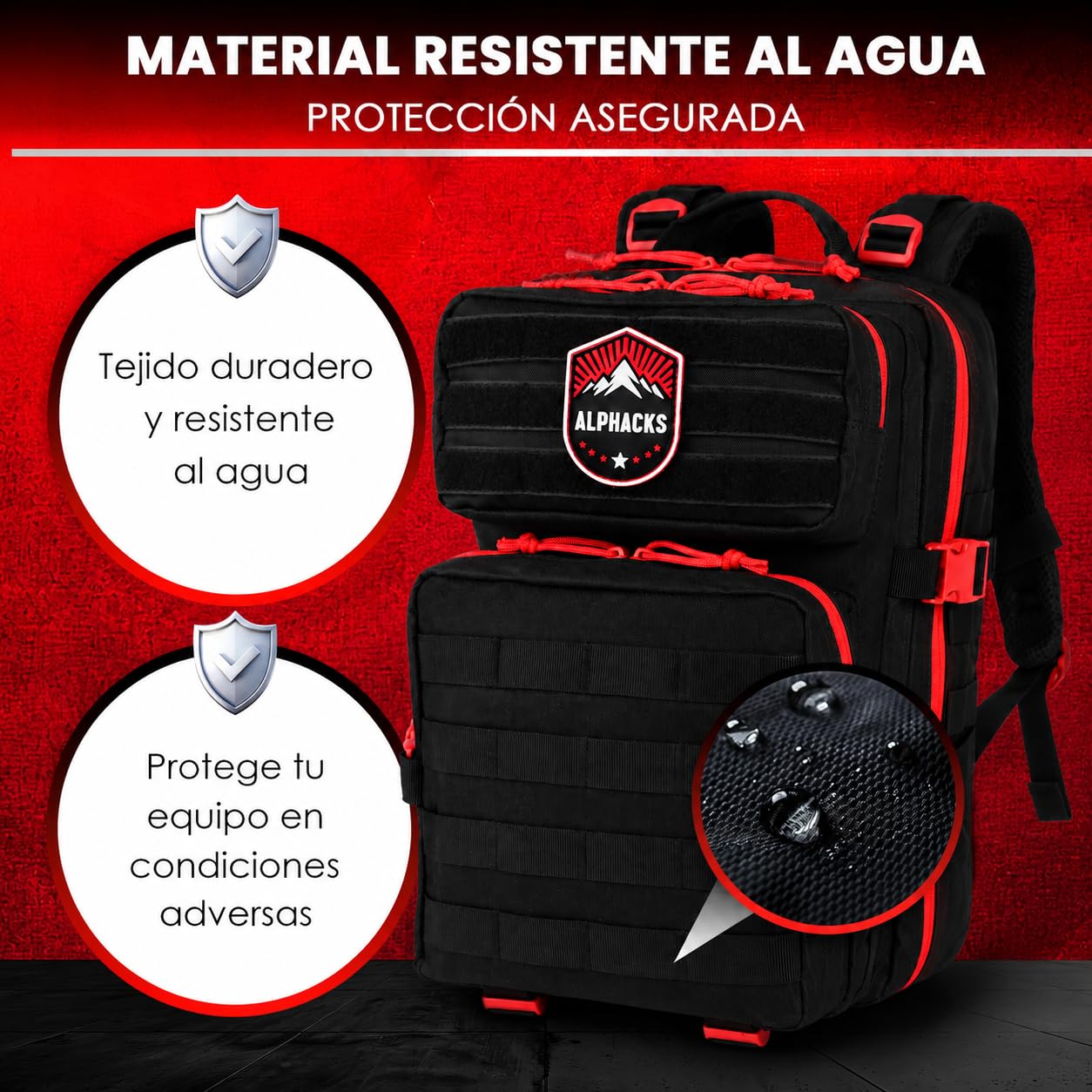 Mochila Militar 25L Impermeable Tactica – Pack 3 en 1 con Funda y Parche – Oxford 900D, KAM/SBS y Bartack MOLLE – Mochila Viaje Compacta – Senderismo, Moto, Crossfit
