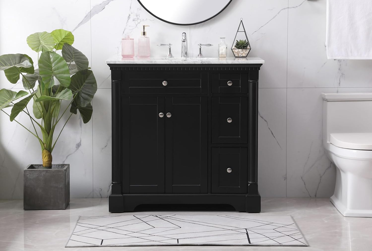 36 Single Bathroom Vanity, Soft-Close, Black