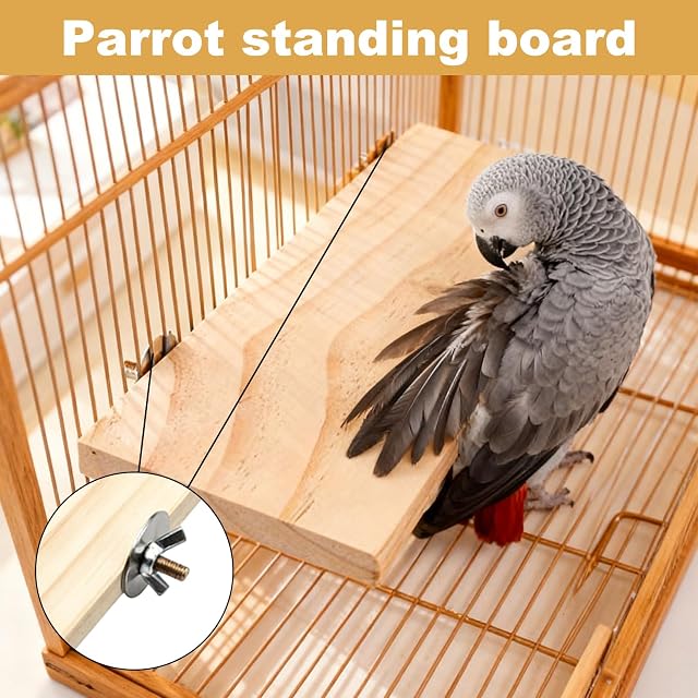 Foto 4 de 7 de Plataforma de madera de 35 x 20 x 1,5 cm, plataforma grande para pájaros, tabla de asiento para periquitos