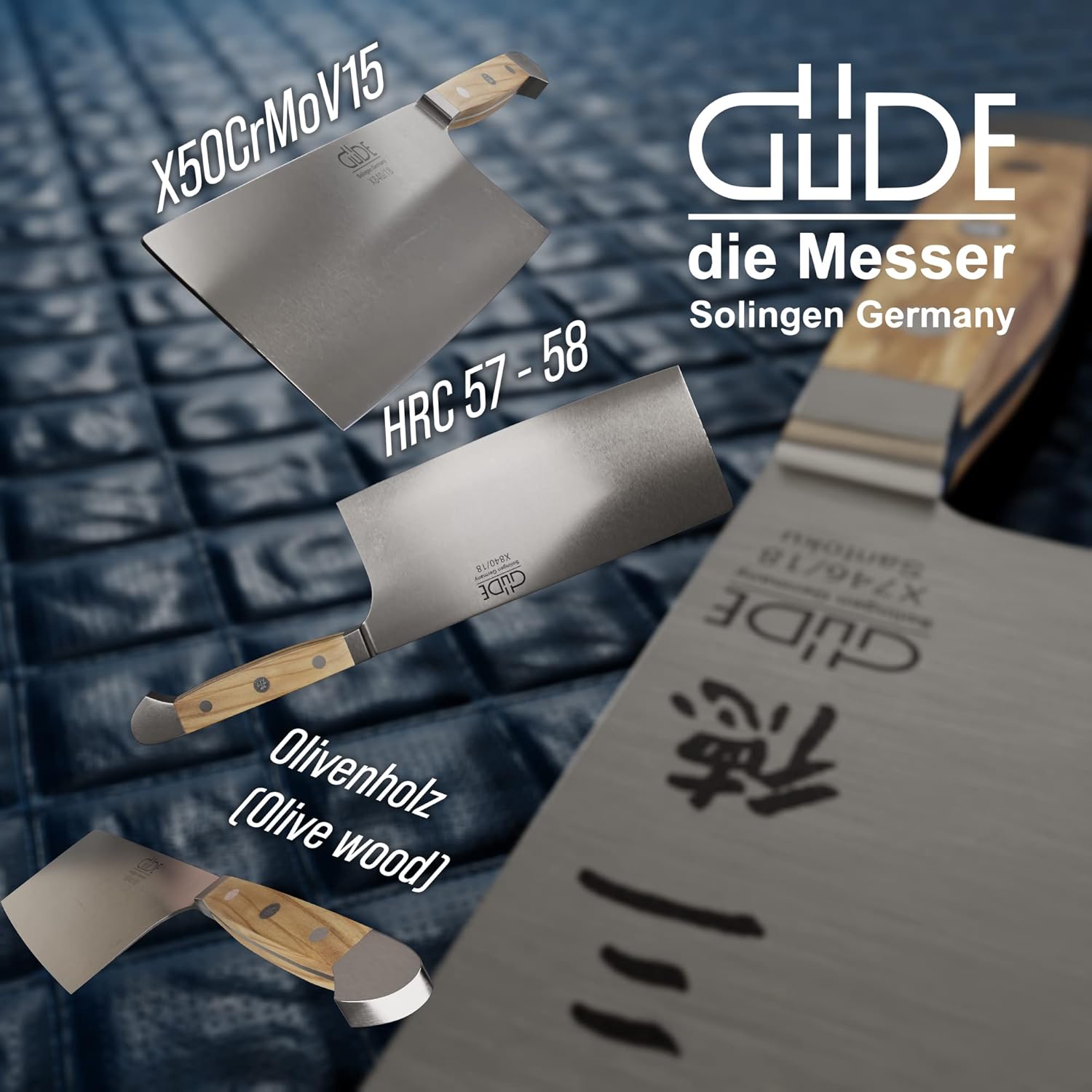 Güde Alpha Olive Series Hand Forged/Sharpened Cleaver Knife, 7-in and 10-oz - Ice Hardened Steel - Made in Solingen, Germany Since 1910