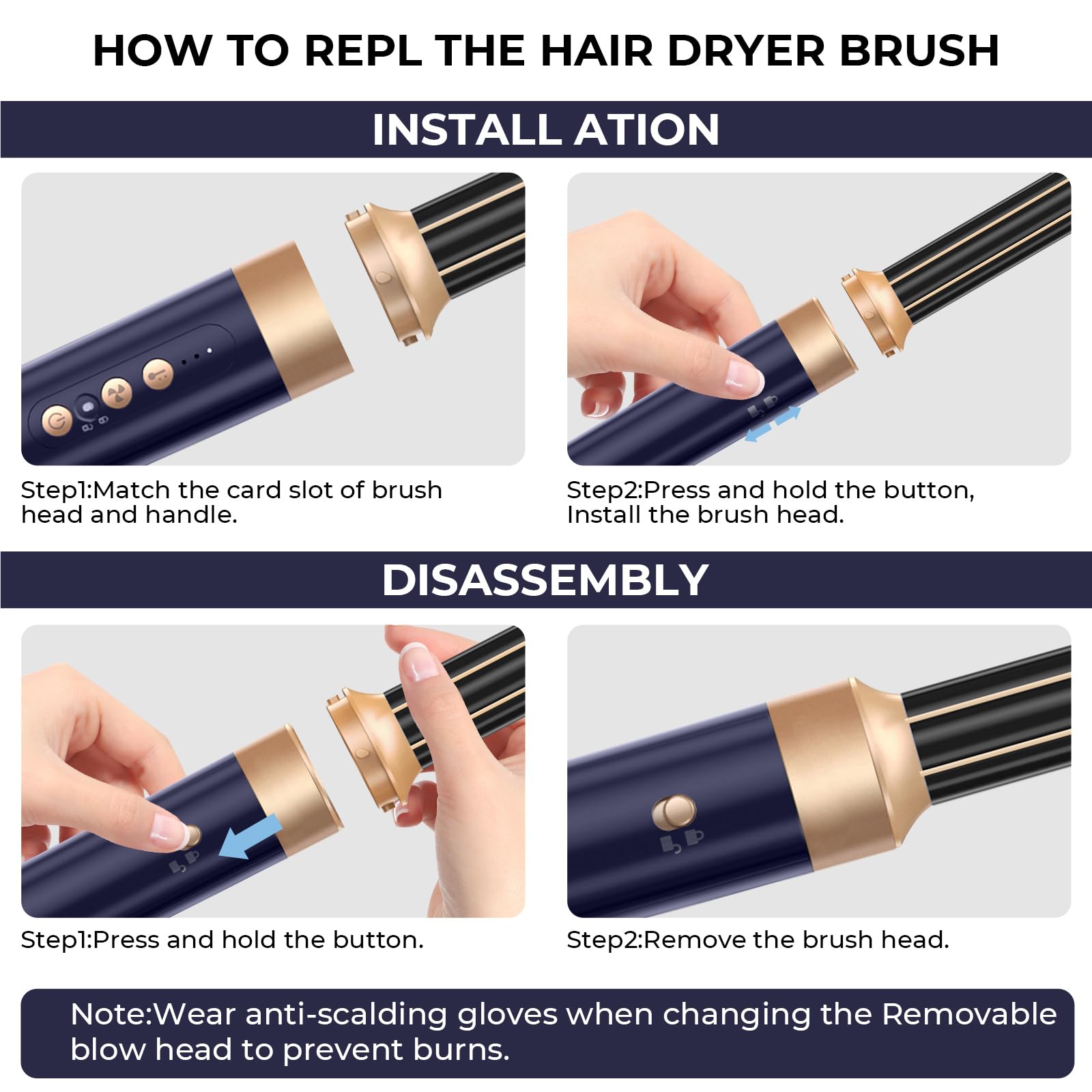 Cepillo Secador de Pelo Air Styler 7 EN 1, Moldeador de Pelo, Hair Styler, Dar Volumen, Doblar, Suavizar, 1400w Secador Pelo Profesional con Difusor