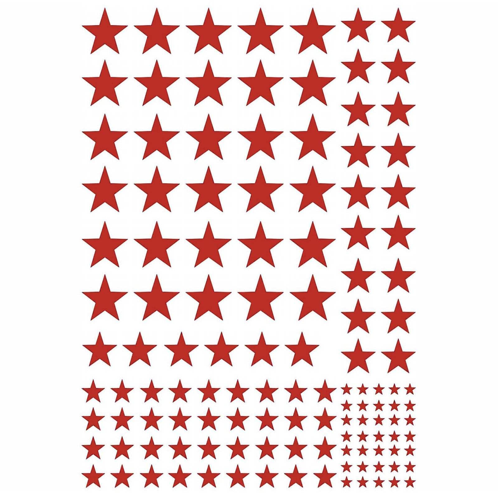 Stars 125 pcs Red Fused Glass Decals