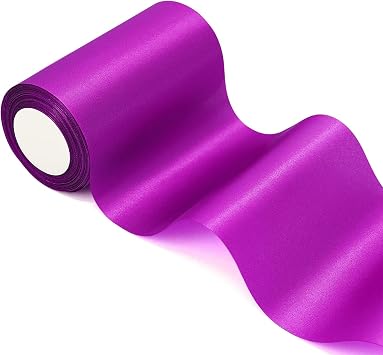 6 inch x 24 Yards Long Purple Satin Ribbon, Wide Solid Fabric Ribbons Roll for Wedding Birthday Party Baby Shower Decoration, Gift Wrapping, Craft Hair Bow Making, Chair Sash, Indoor Outdoor
