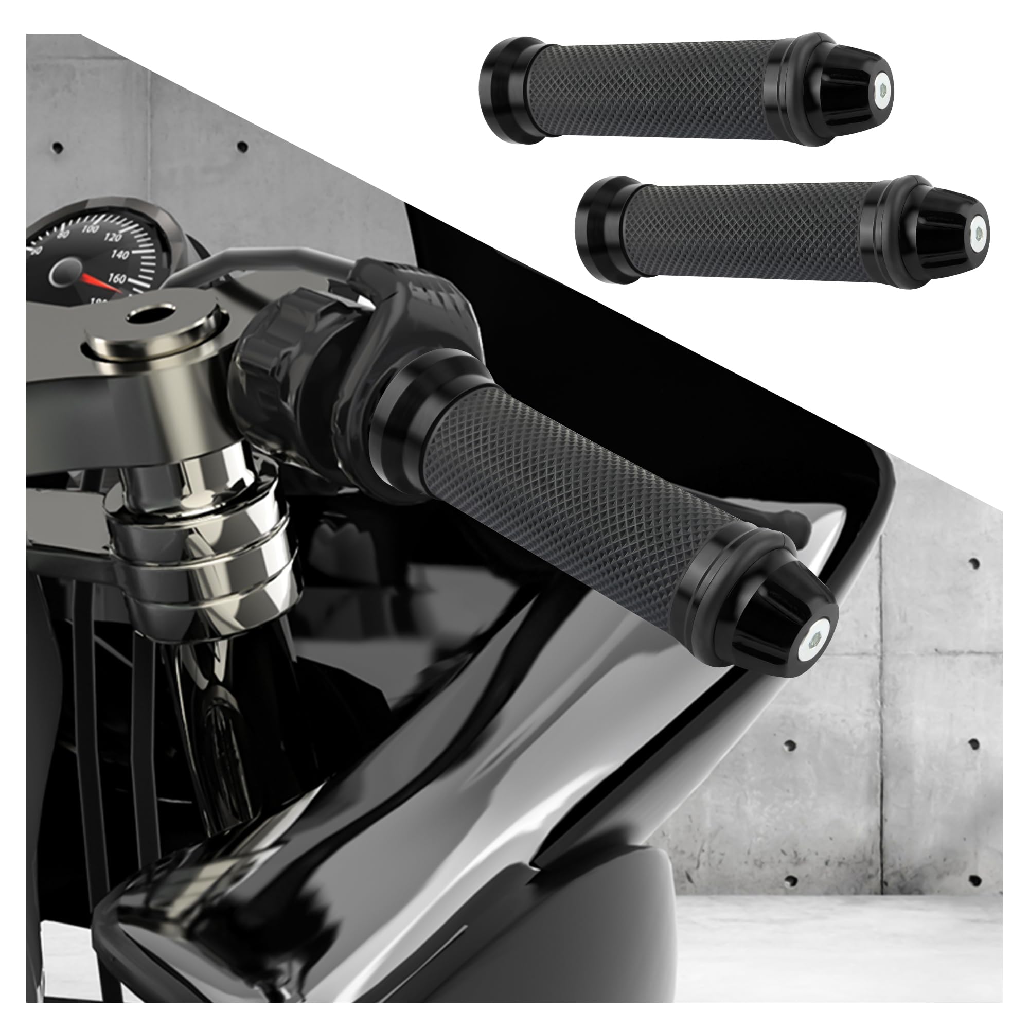 2PCS Motorcycle Handlebar Grips,7/8" & 1" Motorcycle Grips Tuning Accessories Compatible with Honda,Yamaha,Suzuki,Personalized Motorcycle Grips Covers for Car Decoration (Black)