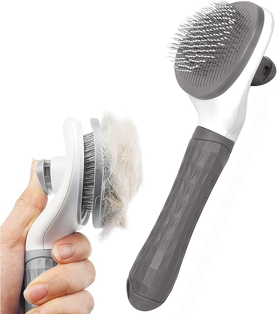 Dog Brush Cat Brush Grooming Comb,Self Cleaning Cat Dog Slicker Brushes with Smooth handle,Pet Grooming Tool with Cleaning Button for Cat Dog Shedding Tools Cat Dog Massage Clean Tangled Brush