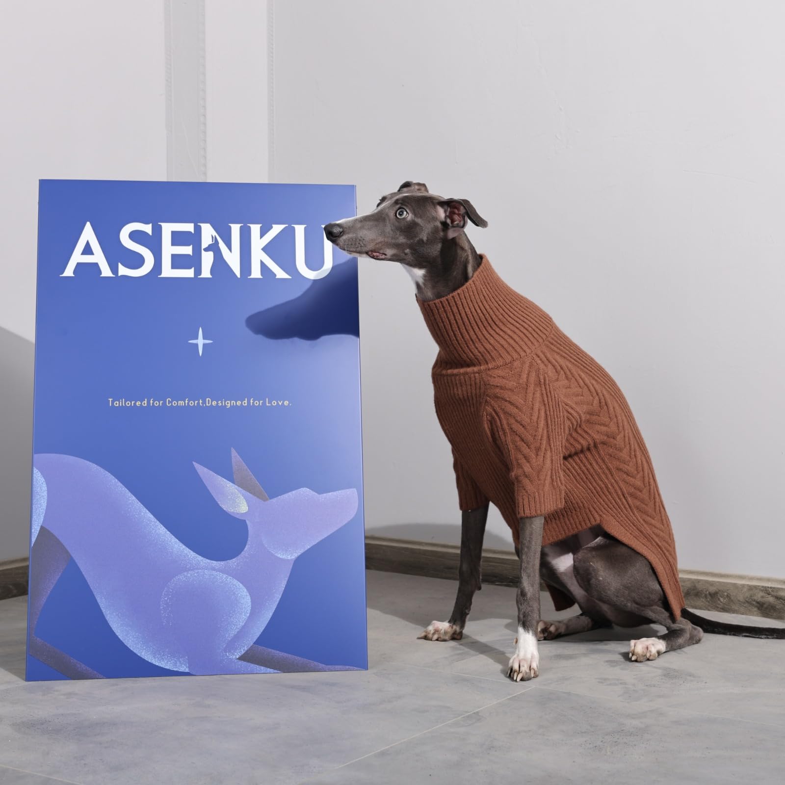 ASENKU Pull pour Chien Extra Large - Chandails pour Chiens de très Grande Taille - Sweat-Shirt à col roulé pour Animaux de Compagnie - Pull d'hiver pour Doberman et Dogue Allemand (café, 4XL)