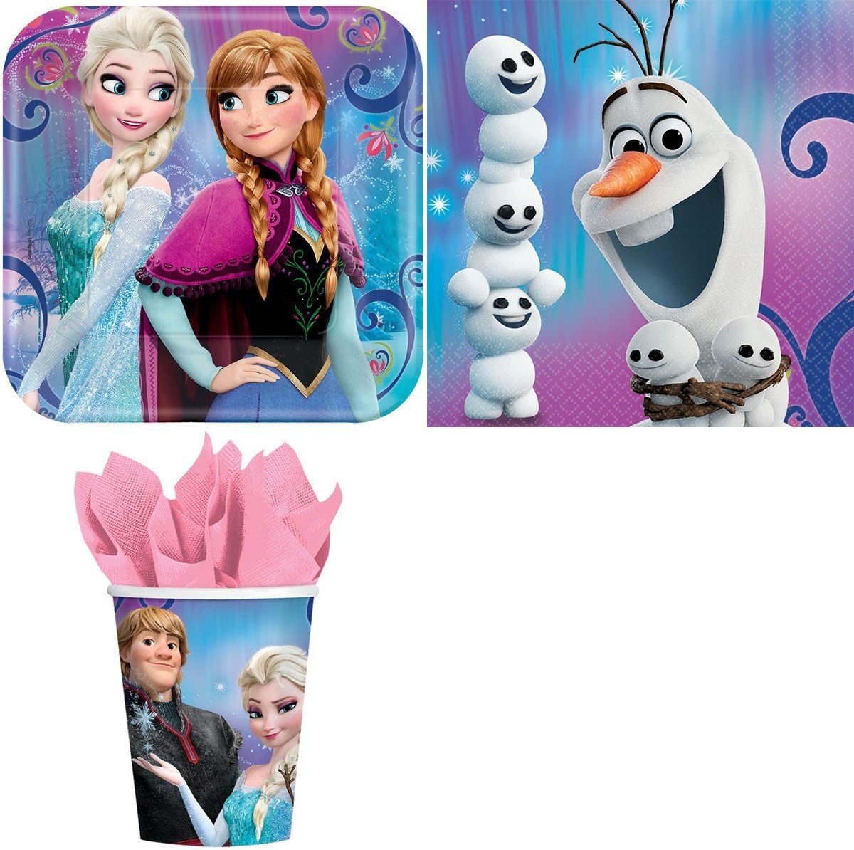 Frozen Magic Birthday Party Supplies Bundle Pack for 16 Guests