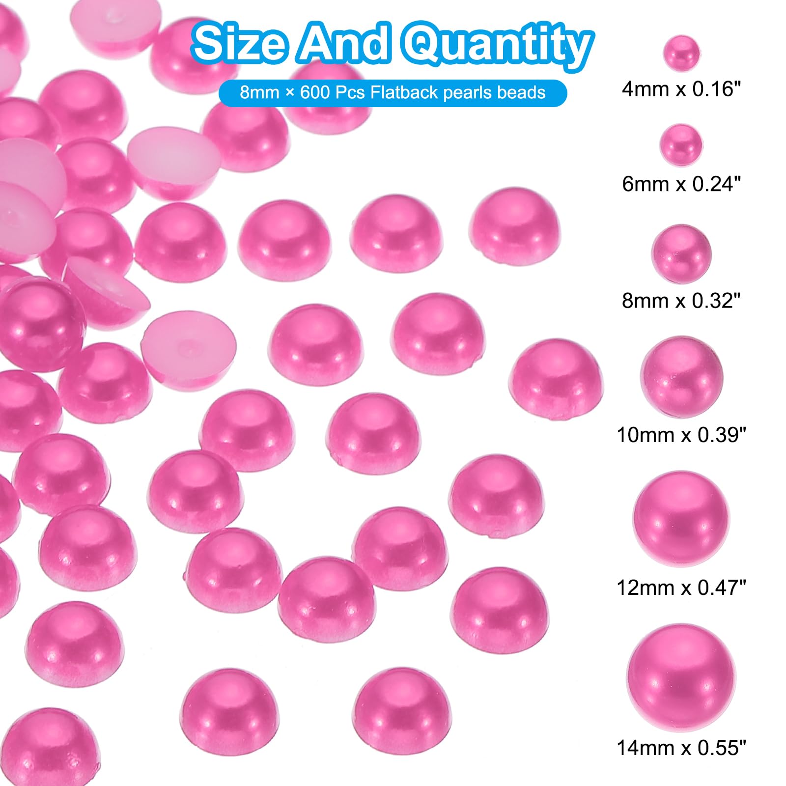 PATIKIL 600Pcs Flatback Pearls Beads for Crafting 8mm Half Round Resin Beads Flatback Pearls for Nail Charms Handmade Phone Case Embellishment - Image 2