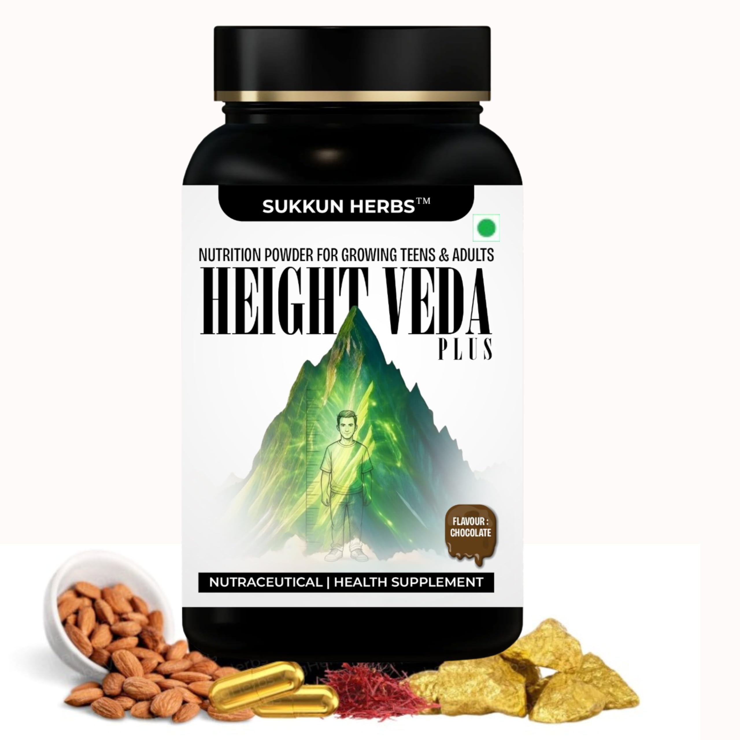Height Veda Plus Nutritional Support Powder 150g – Growing Age Health Supplement with Calcium, Vitamins, Minerals & Herbal Extracts | Daily Nutrition for Strong Bones & Overall Development