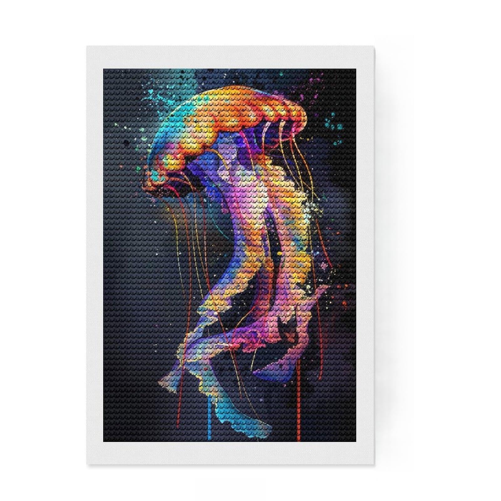 Junmoney Jellyfish Popart Painting Diamond Painting Set 8"x12", Easy to Enjoy, Easy Handmade Project, Boho Decor, Birthday Gift, Stress Relief Craft