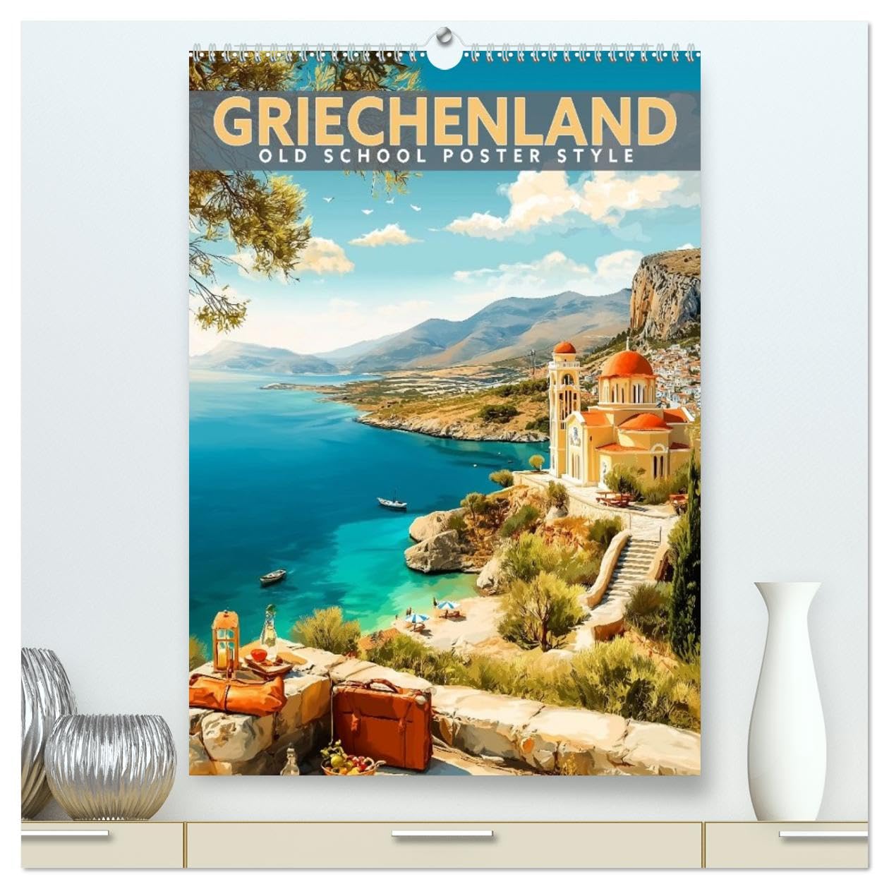 Griechenland - Old School Poster Style (hochwertiger Premium Wandkalender 2027 DIN A2 hoch), Kunstdruck in Hochglanz: Eine Sammlung von Poster über Griechenland in Old School Style (CALVENDO Orte)