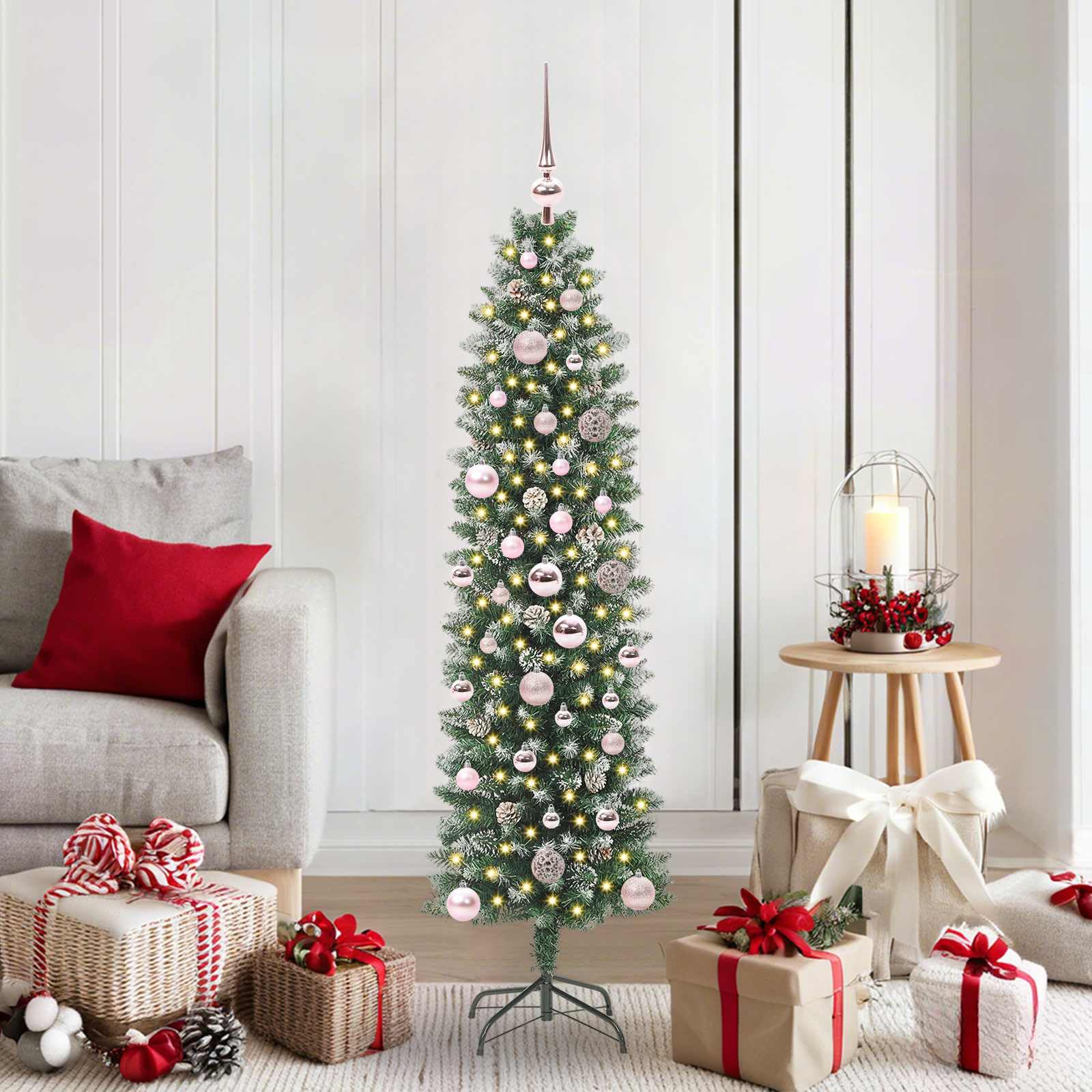 Arbre de Noël artificiel slim 150 cm haut de gamme aux aiguilles PVC réalistes