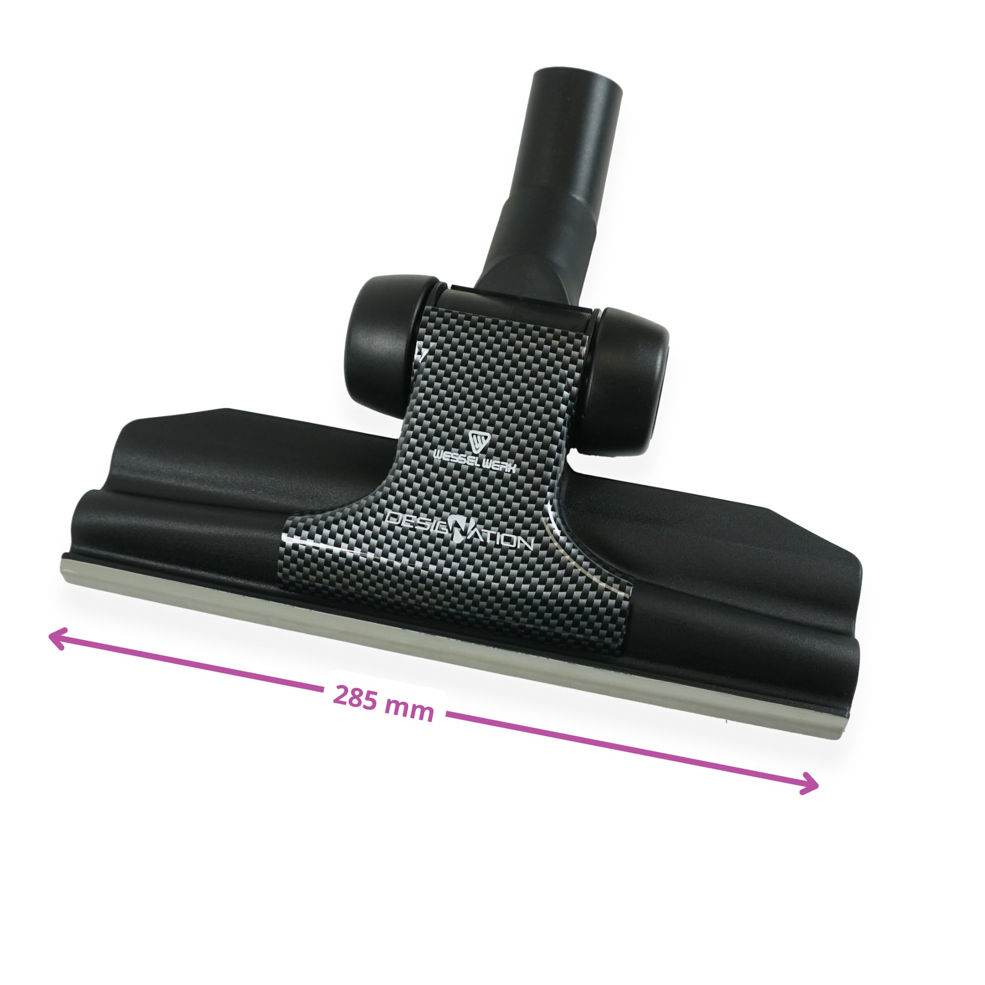 Cepillo combinado plano universal RD285 (Wessel Werk) – 4 ruedas – para aspiradoras de tubos de diámetro 32 a 38 mm – Ancho: 28,5 cm – Compatible con Karcher, Rowenta, Miele...