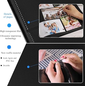 Photo Album 4x6 Photos Hold 700 Pockets Extra Large Capacity Leather Cover Black Pages with Index Tabs Wedding Picture Albums 700 Slip-in Pockets Photos Book for Anniversary Family Baby Vacation