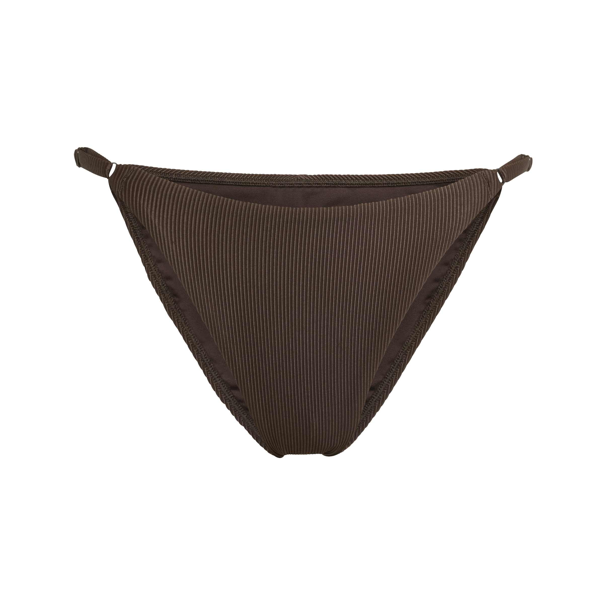 adidas Women's Iconisea Ribbed Bikini Bottom Swimwear, Aurora Coffee, 36"