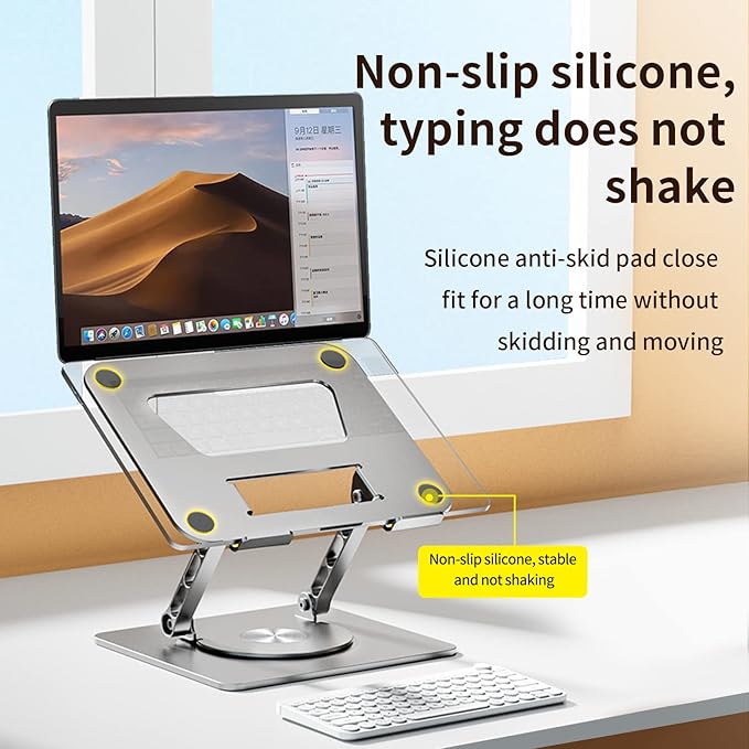 Soporte Giratorio para Laptop 360°, Altura Ajustable, Base de Aluminio miniatura 8