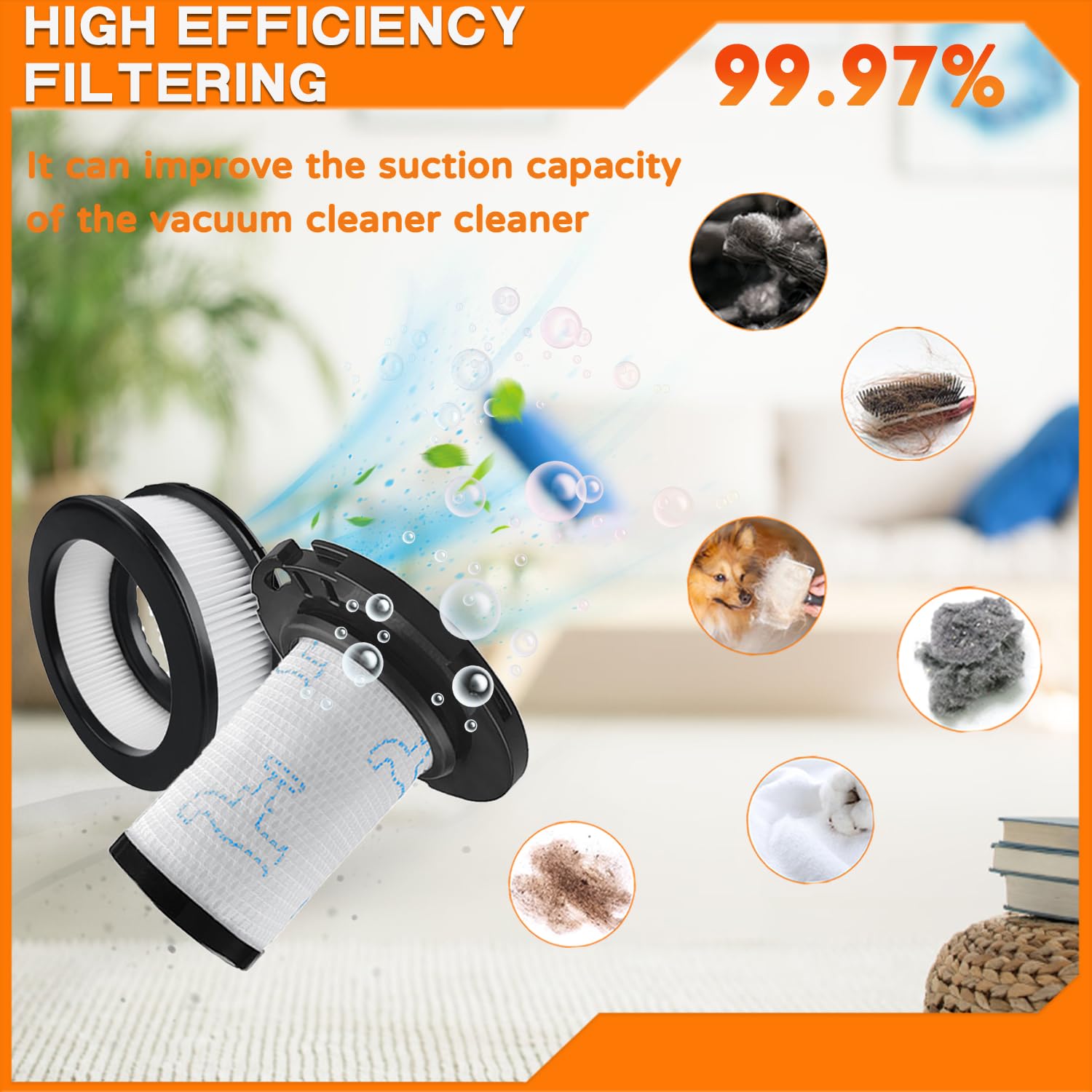 Filtro per Rowenta X-Force Flex 11.60 12.60 14.60 15.60 RH98xx RH99xx Animale Aspirapolvere, 2 Filtri Pre-motore + 2 Filtri Post-motore, Filtri di Ricambio per ZR009007,ZR009008