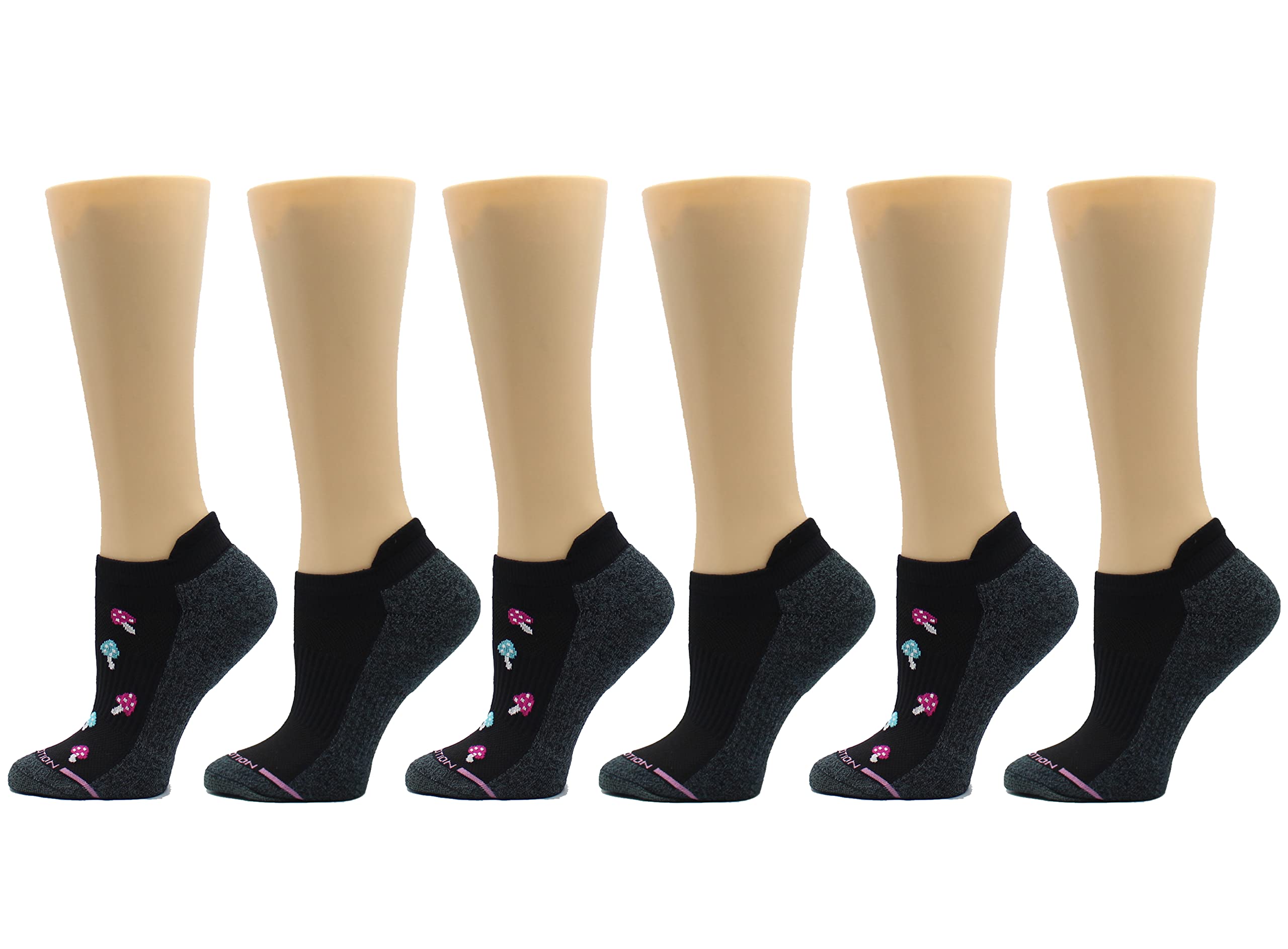 Dr. Motion Womens Ankle Socks 2 Pack, Low Cut Cushioned Compression Running Socks for Women, Arch Support, Seamless Toe