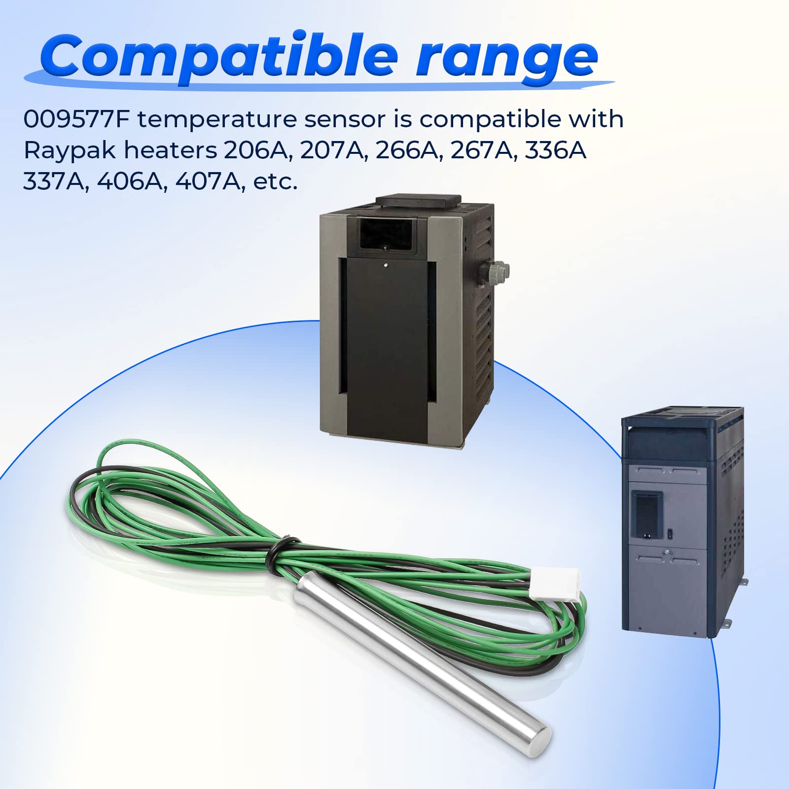 Amazon.com: 009577F Temperature Sensor Compatible with Raypak Heaters 206A,  207A, 266A, 267A, 336A, 337A, 406A, 407A, 3 Wire NTC 100K Replacement for  Raypak Temperature Sensor Lid Units : Patio, Lawn u0026 Garden
