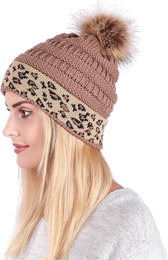 Winter Women Pompom Beanie Hat Slouchy Snow Knit Skull Ski Cap