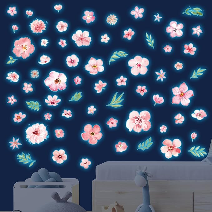 Adhesivos de Pared de Flores Boho que Brillan en la Oscuridad miniatura 6