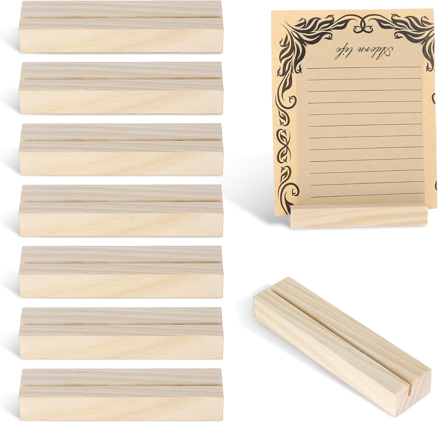 30 Pcs Wood Place Card Holders, Photo Picture Card Holders Centerpieces Sign Table Number Display Stands Wood Menu Holder Table Decor for Wedding Party Events Bar Menu