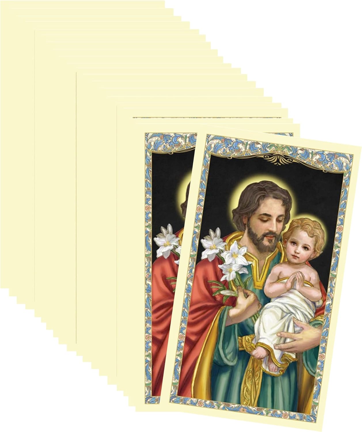 Needzo Saint Joseph, Spiritual Father Holy Prayer Cards, Religious Father's Ideas for Catholic Men, Pack of 100, 4.125 Inches