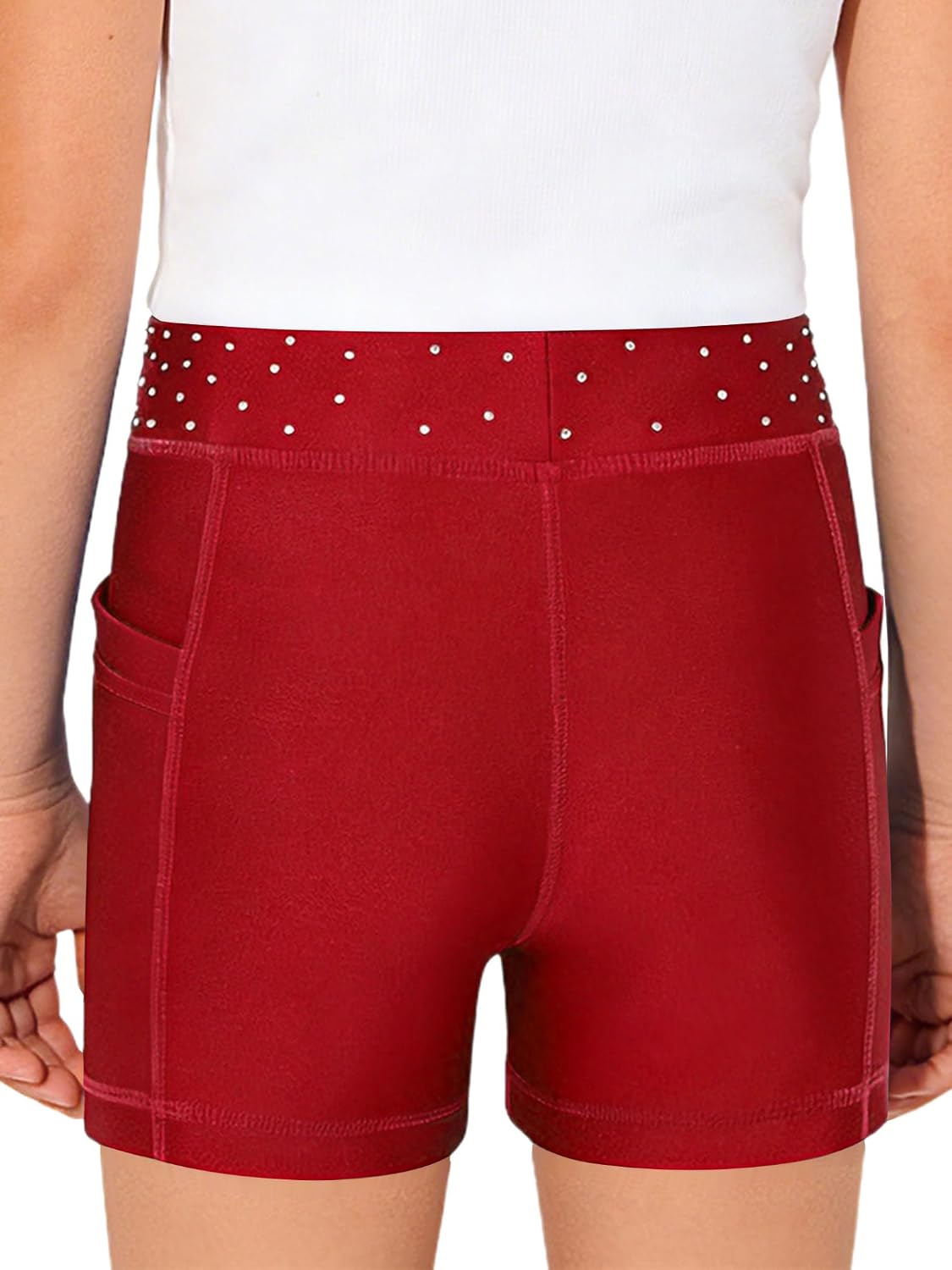Yhong Kids Girls Ballet Dance Costume Gymnastics Performance Competition Outfits Rhinestone Dance Shorts