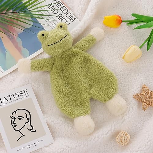 Miniatura 2 de Apricot Lamb Manta de seguridad de animales de peluche, rana verde, manta de personajes de bebé, felpa de 10 pulgadas