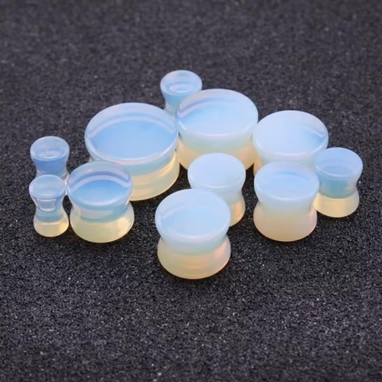 Bloomfall Gauge Opal Ear Plugs Piercing Jewelry Set Double Flare Saddle Stretching Gages Tunnels Expander 5mm-25mm