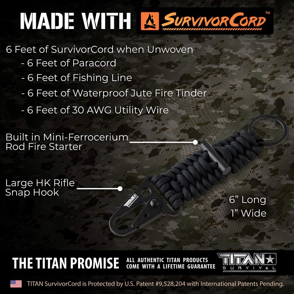 Titan Survival's 3-Pack of 6” Tactical Paracord Keychains - Made with SurvivorCord
