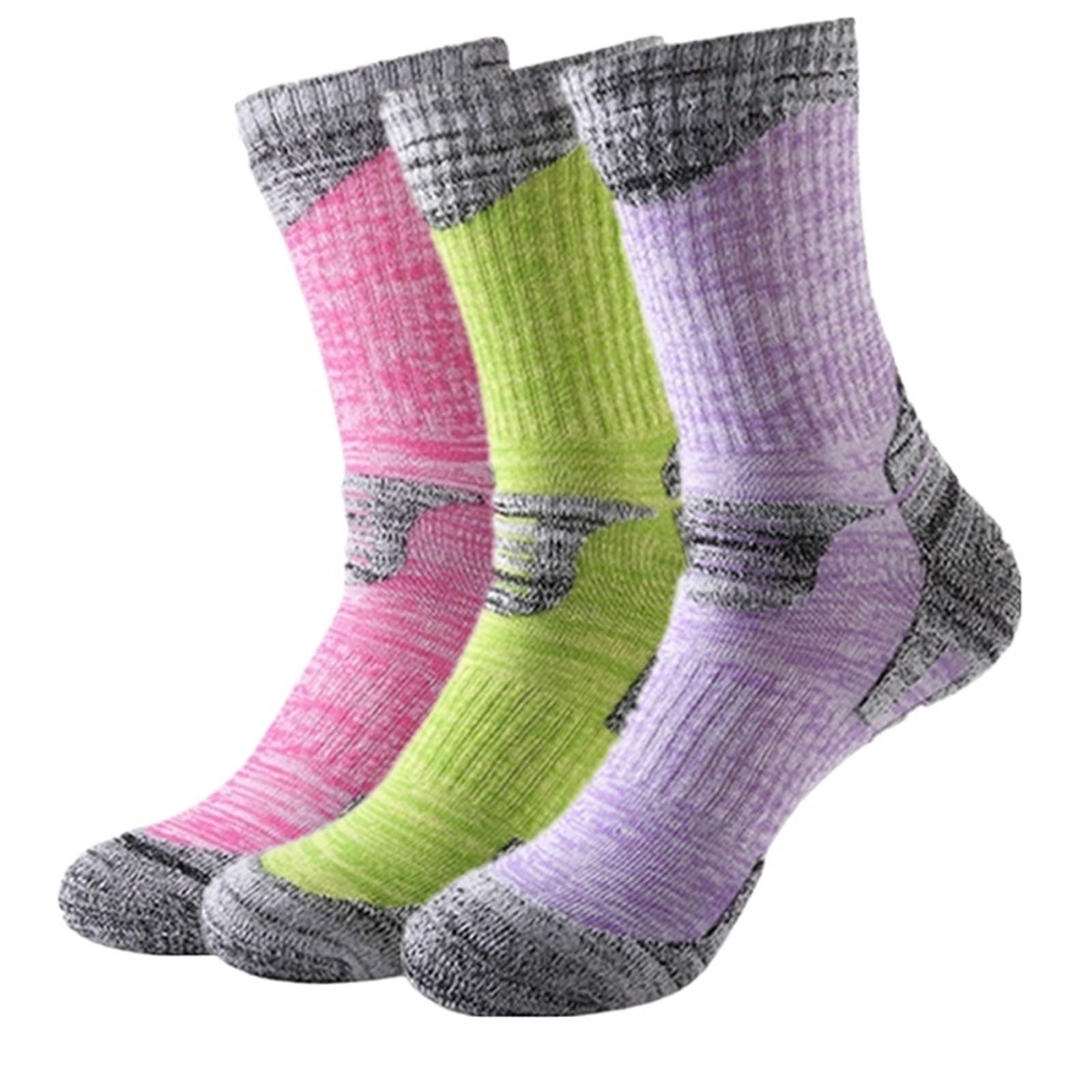 Calze Termiche, Calzini da Sci Autunno Inverno Cotone Trekking for Alpinismo all'aperto Addensare Donna Uomo Sport(Pink)
