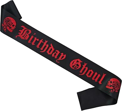 Birthday Ghoul Sash Red, Gothic Birthday Girl Sash, Halloween Bday Supplies