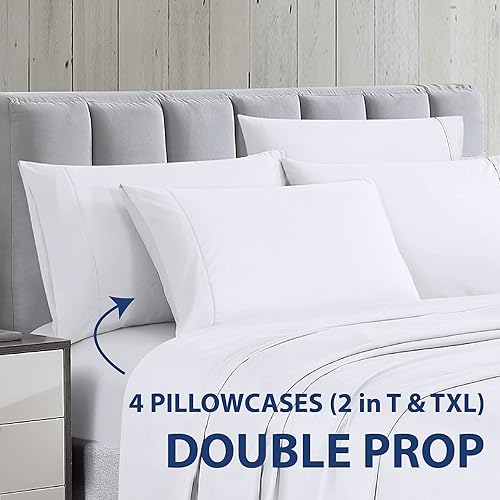 Miniatura 3 de Home Basics - Juego de sábanas de microfibra cepillada ultra suave de 6 piezas de 90 GSM, hipoalergénicas, tamaño California King, color blanco