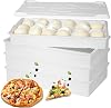 4 Packs Pizza Dough Proofing Box Stackable 60 x 40x 9.5cm Pizza Dough Box with Lid, Plastic Proofing Tray, Dishwasher Safe (4 Boxes + 1 Lid)