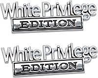 Lydvegz 2 Pack Metal White Privilege Edition 3D Fender Emblems - Anti-Rust Aluminum Badges for Cars Trucks SUVs