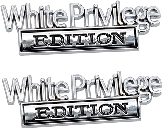 Lydvegz 2 Pack Metal White Privilege Edition 3D Fender Emblems - Anti-Rust Aluminum Badges for Cars Trucks SUVs