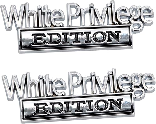 Paquete de 2 emblemas de metal Edición Privilege blanca para auto, insignia 3D para guardabarros, calcomanía de reemplazo para vehículos