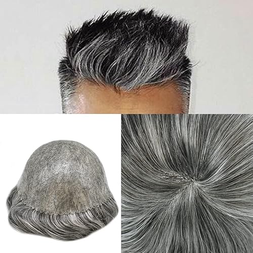 Cabello humano tipo toupee para hombre, sistemas de reemplazo de cabello con revestimiento de polietileno invisible, 8 x 10 pulgadas, postizos para