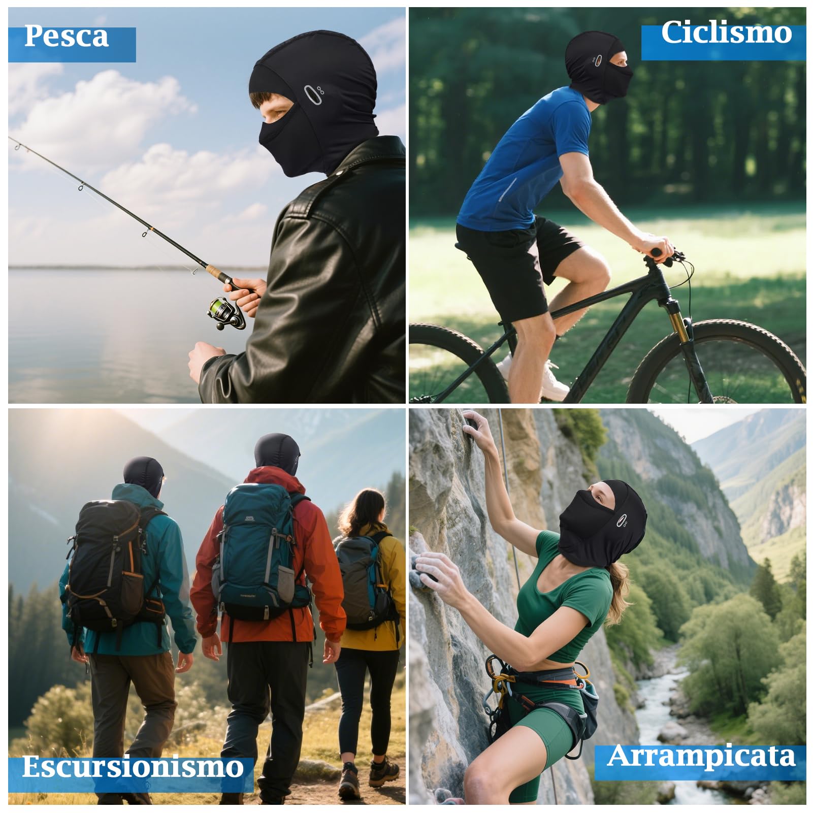 Kiiwah Passamontagna Moto Estivo Traspirante con Protezione UV Sottocasco per Bici Motociclo Ciclismo