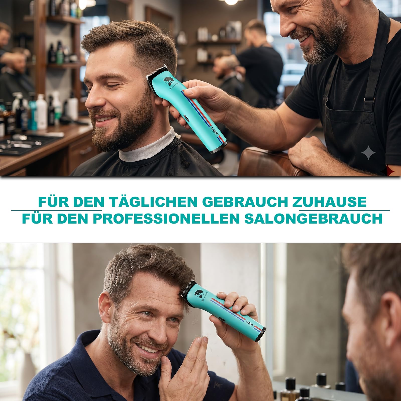VGR 160 Haarschneidemaschine Profi Mit Klinge aus Keramikmetall, Grün | Clipper Haarschneider mit Rückenverstellung, Profi Haarschneidemaschine mit Batterie Ersetzenm, Hair Clipper mit Lagerbasis