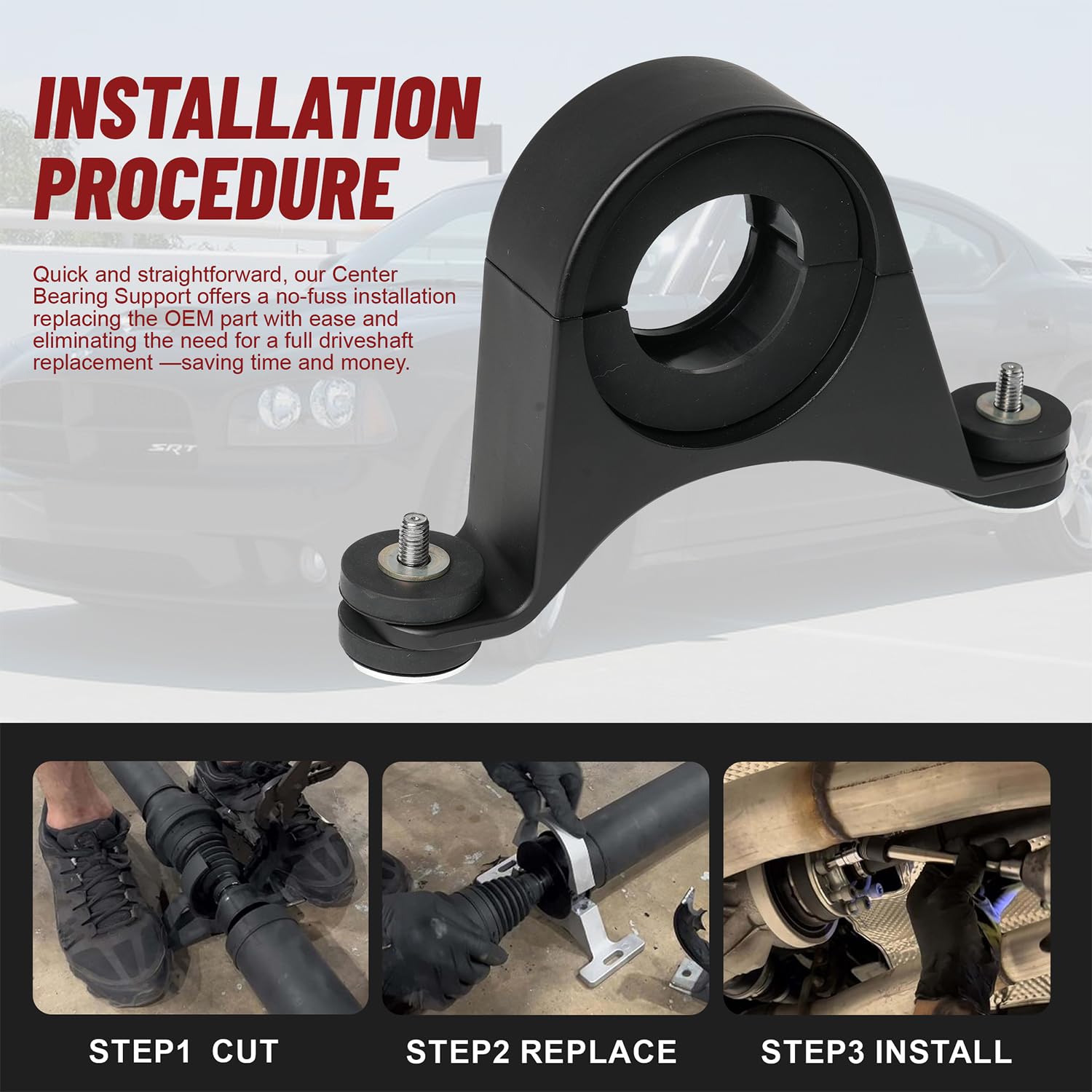 Pièce de palier d'arbre Support de roulement central d'arbre de transmission adapté pour Challenger Magnum pour Chrysler 300 noir 2005 – 2014 arbre moteur